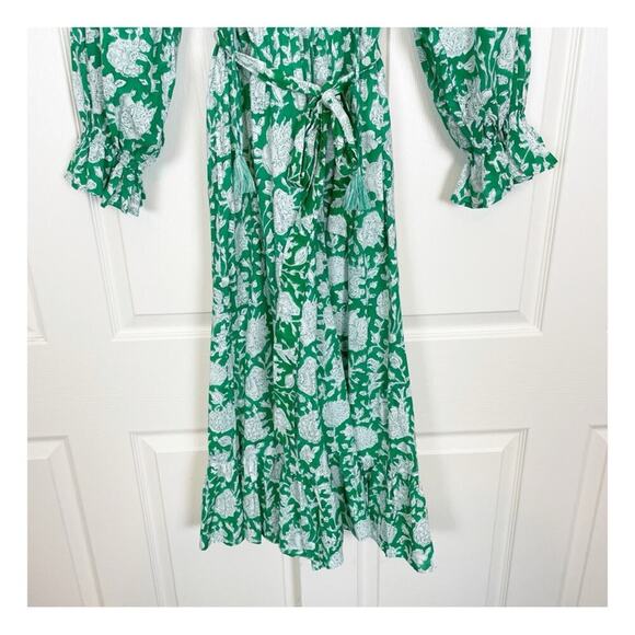 Mille Resort & Travel June Block Floral Print Midi Dress Puff Sleeves NWOT Sz S - Picture 5 of 13